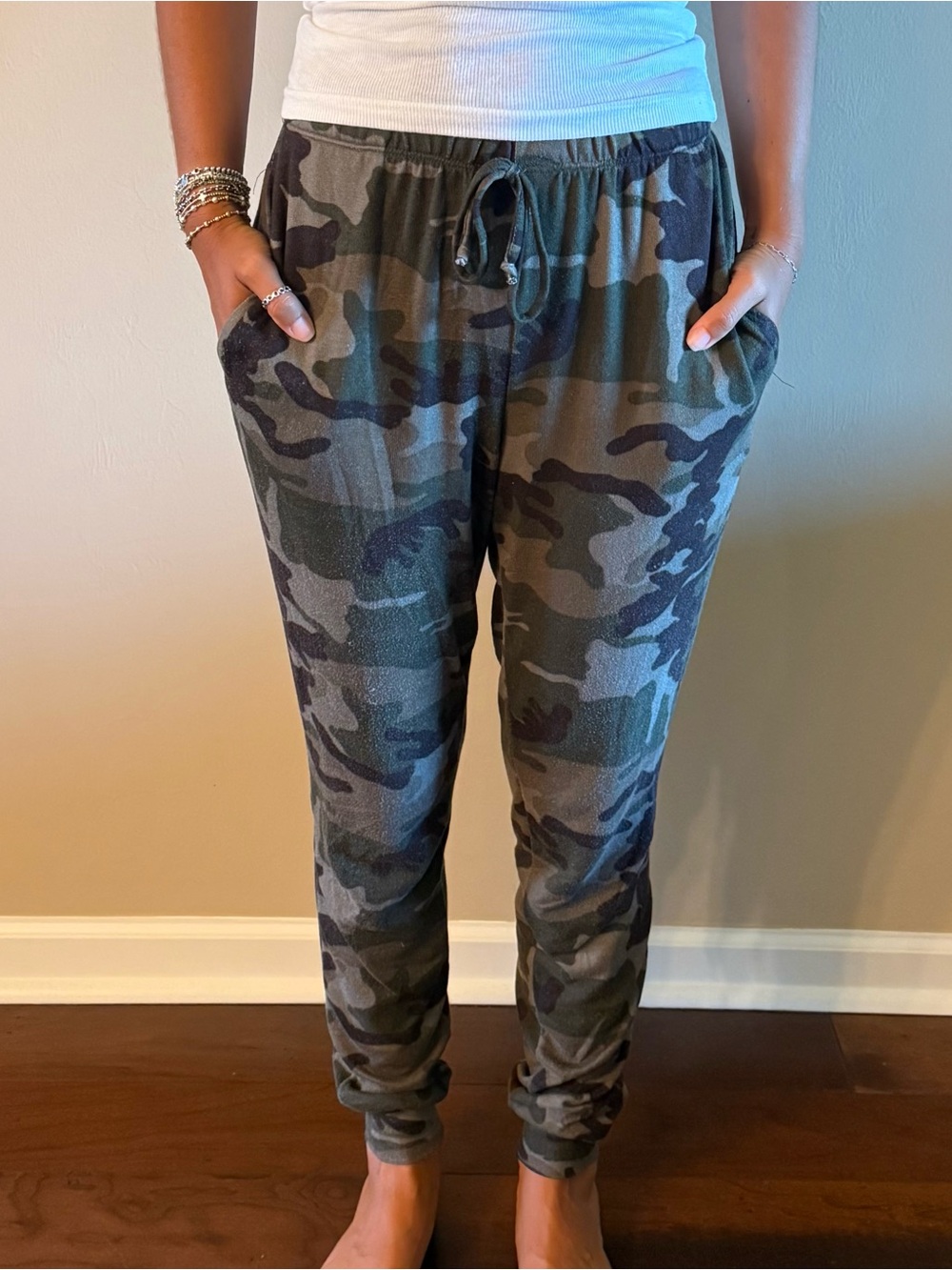 Olivia Rae Olive & Gray Camo Drawstring Jogger Pajama Pants